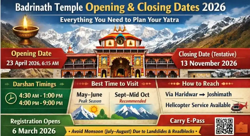 Badrinath Temple Opening & Closing Dates