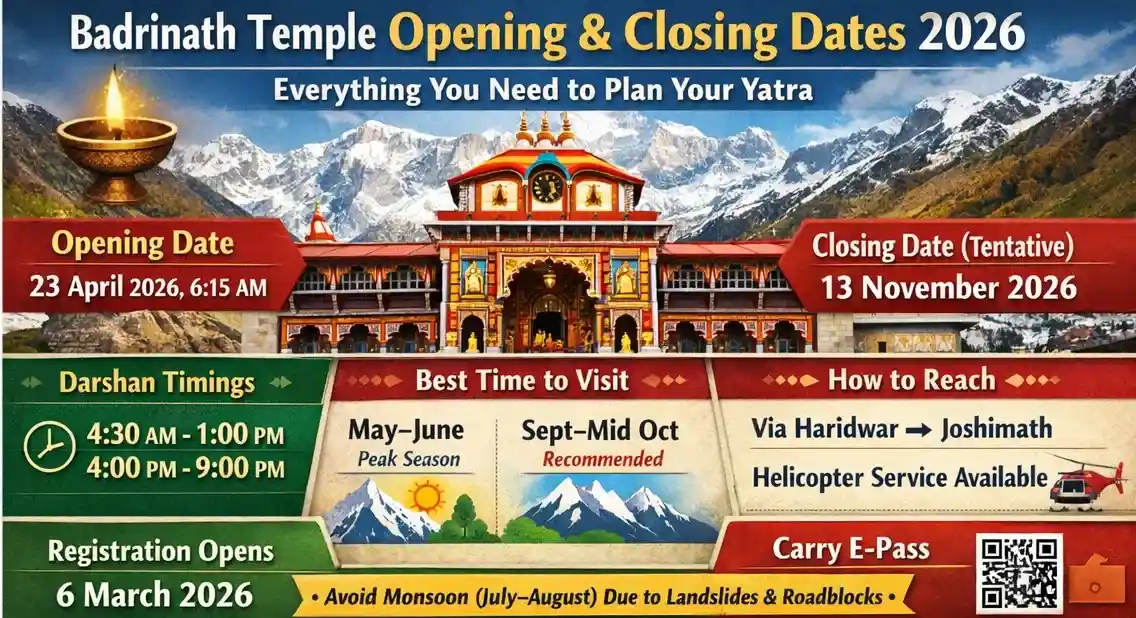 Badrinath Temple Opening & Closing Dates
