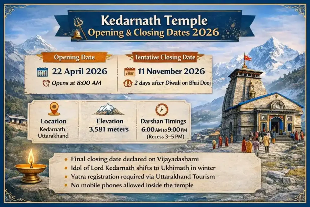 Kedarnath Opening and Closing Date 2026