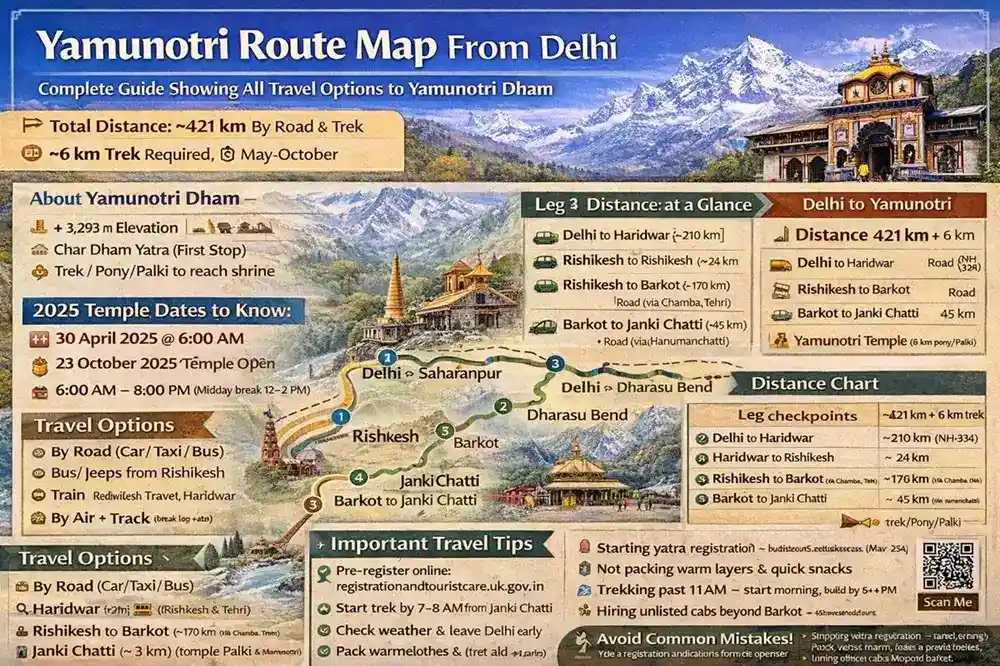 Yamunotri Route Map from Delhi